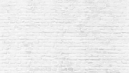 Poster Mur de briques Vieux mur de briques peintes en blanc
