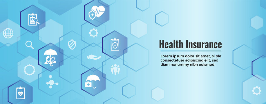 Health insurance Web Banner -- Umbrella icon set with medical icons