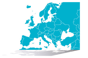 Mapa azul de Europa. © Gabrieuskal