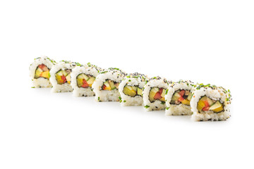 Portion of sushi uramaki isolated on white background