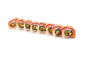 Portion of sushi uramaki isolated on white background