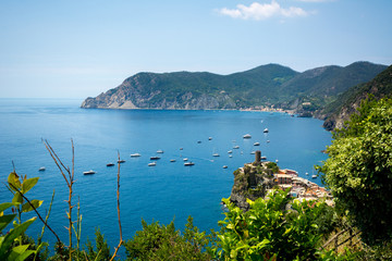 Horizontal View of the Sea in front of the Coast of Liguria. Italian National Park of the Cinque Terre