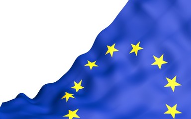 Slightly waving flag of the European Union isolated on white background, 3D rendering. Symbol of Europe. 3D illustration