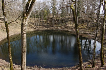 Meteorite crater Kaali on the island of Saaremaa, Estonia.