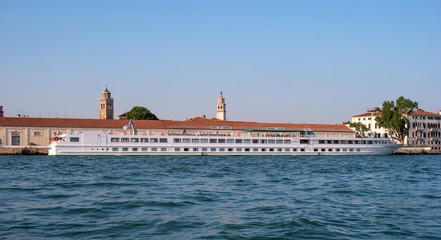 Port of Venice with the terminal S. Basilio. River Cruise Ship Michelangelo by Croisi Europe in...