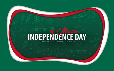 Mexico. Independence day greeting card. Paper cut style.