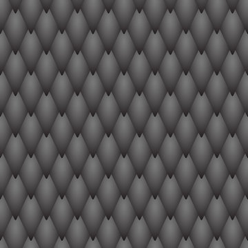 Seamless textured black scales of a snake, fish, dragon or other animal.