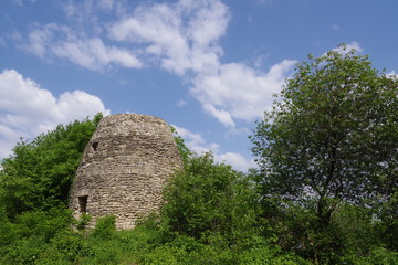 Fototapeta na wymiar stone fortress tower by the forest