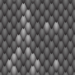 Seamless textured black scales of a snake, fish, dragon or other animal. A sample with a light pattern of scales on  background of black scales