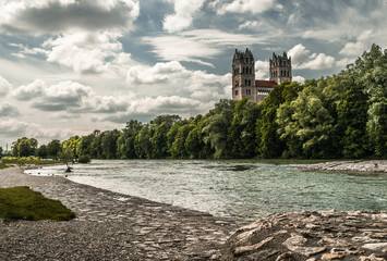 St. Maximilian Kirche and river wide