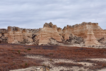 Eroded limestone pillars in Castle Rock Badlands
