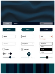 Dark Green vector ui kit with bubble shapes.