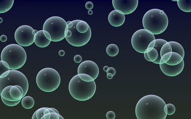 Dark background green mesh bubbles. Wallpaper, texture with bubble. 3D illustration