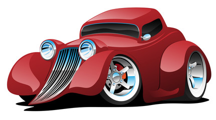 Plakat Red Hot Rod Restomod Coupe Vector Illustration 
