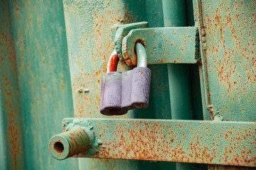 Padlock on the garage door