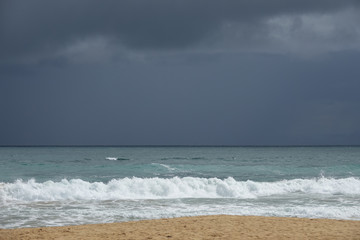 Seascape of the Indian ocean before the storm. The coast of Sri Lanka