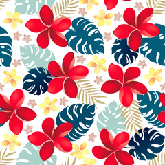 Seamless tropical floral pattern vector illustration.