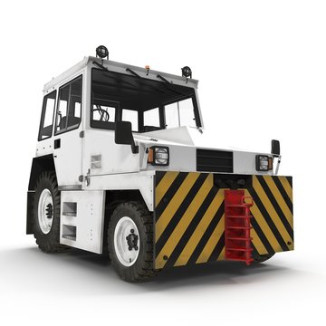 Diesel Aircraft Tow Tractor on white. 3D illustration