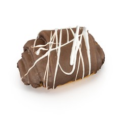 Bun With Chocolate Glaze on white. 3D illustration