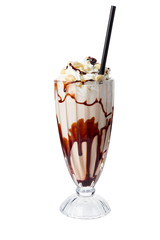 A chocolate milkshake on white background - 211314403