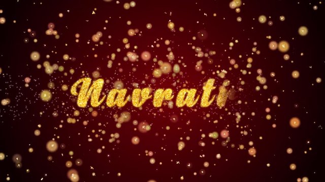 Navratri Greeting Card text with sparkling particles shiny background for Celebration,wishes,Events,Message,Holid