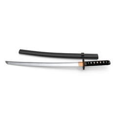 Japanese Katana Sword with sheath on white. 3D illustration