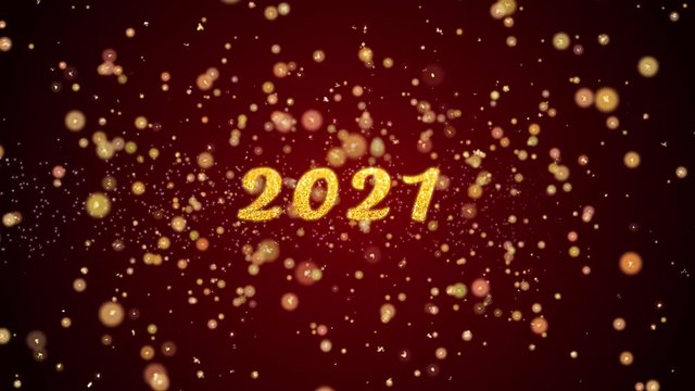 2021 Greeting Card text with sparkling particles shiny background for Celebration,wishes,Events,Message,Holidays,Festival.