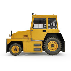 Fototapeta na wymiar Airport Yellow Push Back Tractor on white. 3D illustration