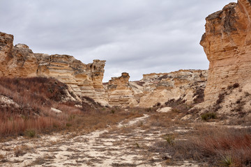 Castle Rock Badlands, Kansas with eroded pillars