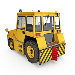 Airport Yellow Push Back Tractor on white. 3D illustration