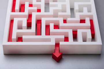 Red Arrow Showing Path Through Maze