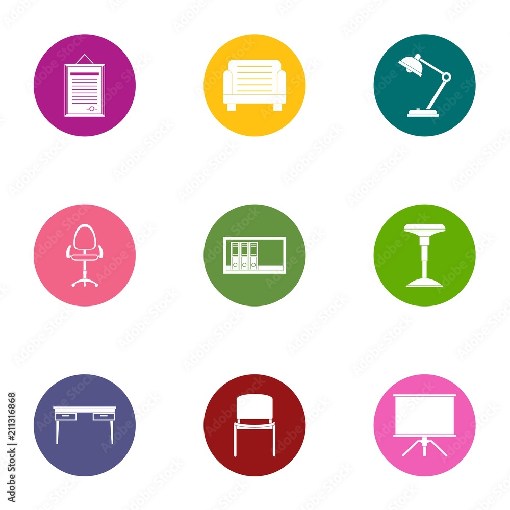Poster table icons set. flat set of 9 table vector icons for web isolated on white background