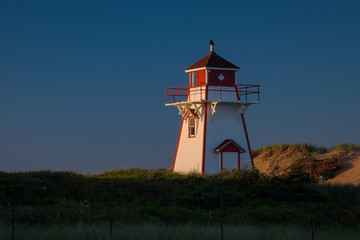 Stanhope lighthouse at sunset