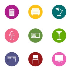 Table icons set. Flat set of 9 table vector icons for web isolated on white background