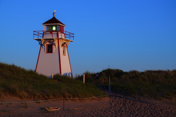 Stanhope lighthouse at sunset
