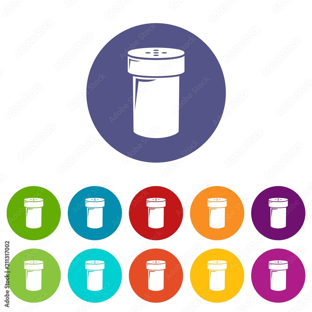 Poster salt shaker icons color set vector for any web design on white background