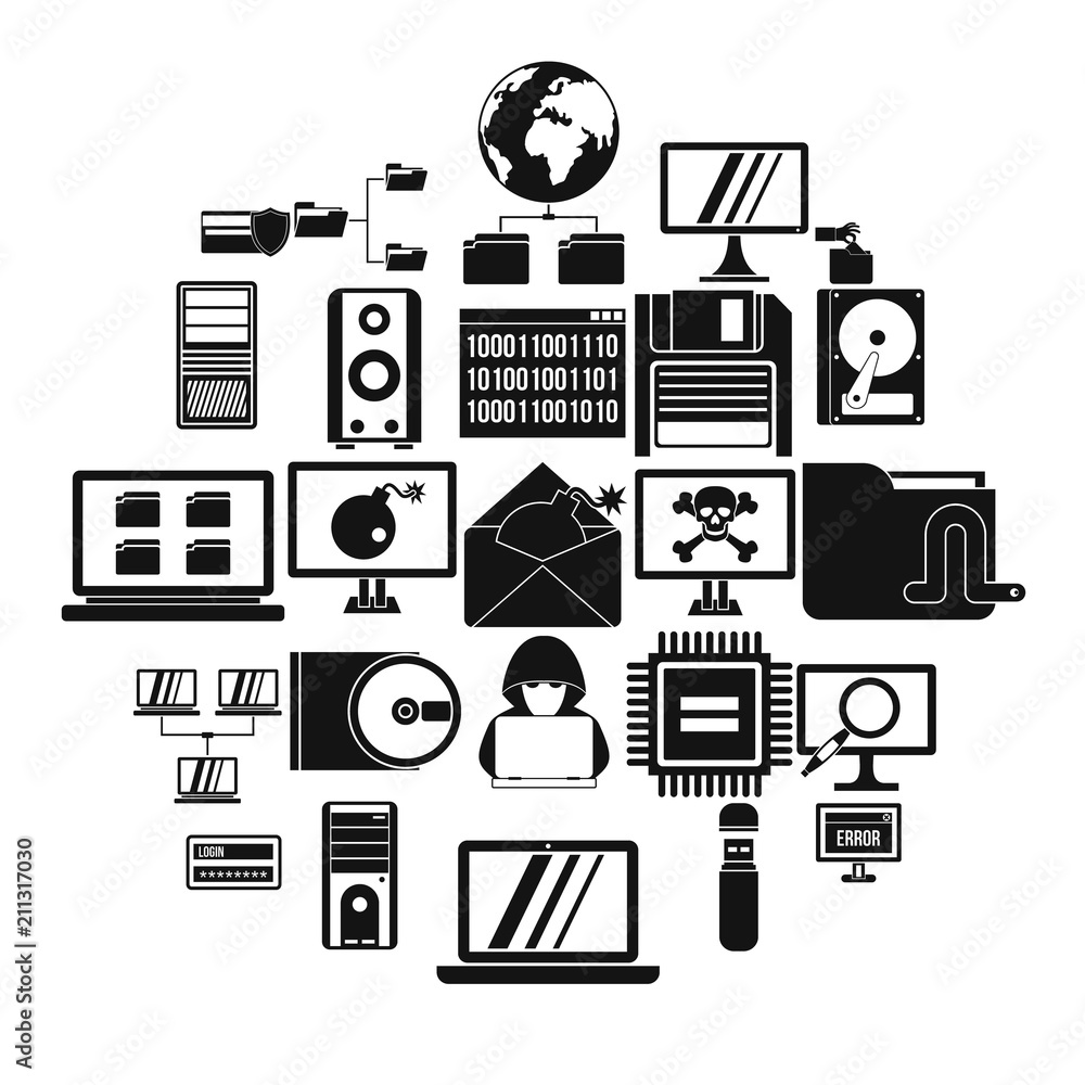 Poster data recovery icons set. simple set of 25 data recovery vector icons for web isolated on white backg