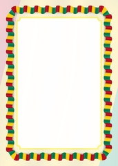 Frame and border of ribbon with Guinea flag, template elements for your certificate and diploma. Vector