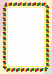 Frame and border of ribbon with Guinea flag, template elements for your certificate and diploma. Vector