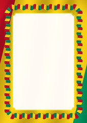 Obraz premium Frame and border of ribbon with Guinea flag, template elements for your certificate and diploma. Vector