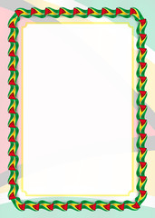 Frame and border of ribbon with Guyana flag, template elements for your certificate and diploma. Vector