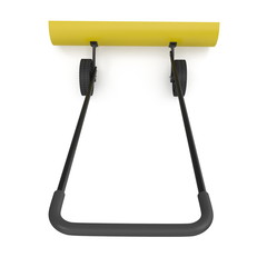 Yellow Rolling Snow Shovel on white. 3D illustration