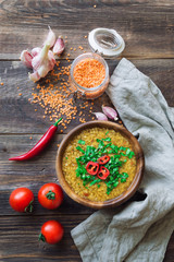 Homemade lentil soup