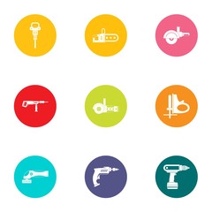 Saw icons set. Flat set of 9 saw vector icons for web isolated on white background