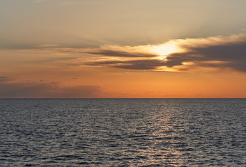 Naklejka na ściany i meble Mediterranean Sea at sunset. Ibiza Island, Spain