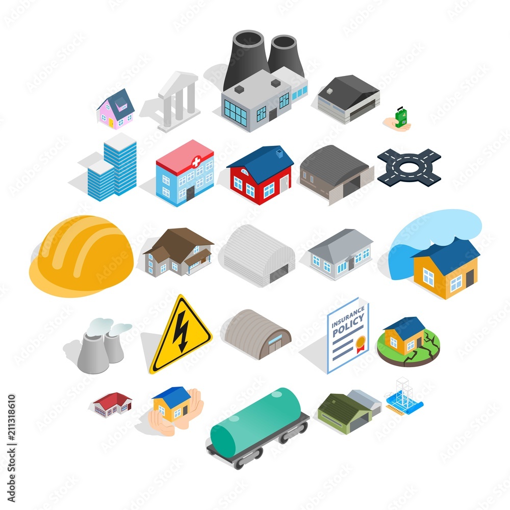 Poster construct icons set. isometric set of 25 construct vector icons for web isolated on white background