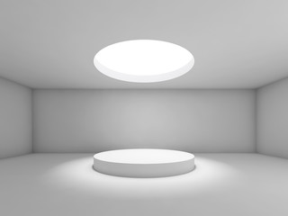 Empty 3d  showroom with round ceiling light