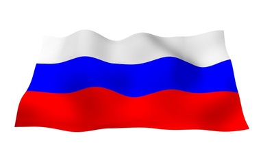 Waving flag of the Russian Federation. The National. State symbol of the Russia. 3D illustration