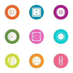 Fastener icons set. Flat set of 9 fastener vector icons for web isolated on white background