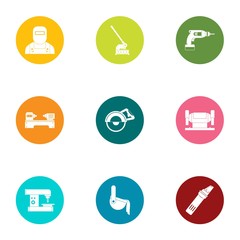 Welding fabrication icons set. Flat set of 9 welding fabrication vector icons for web isolated on white background